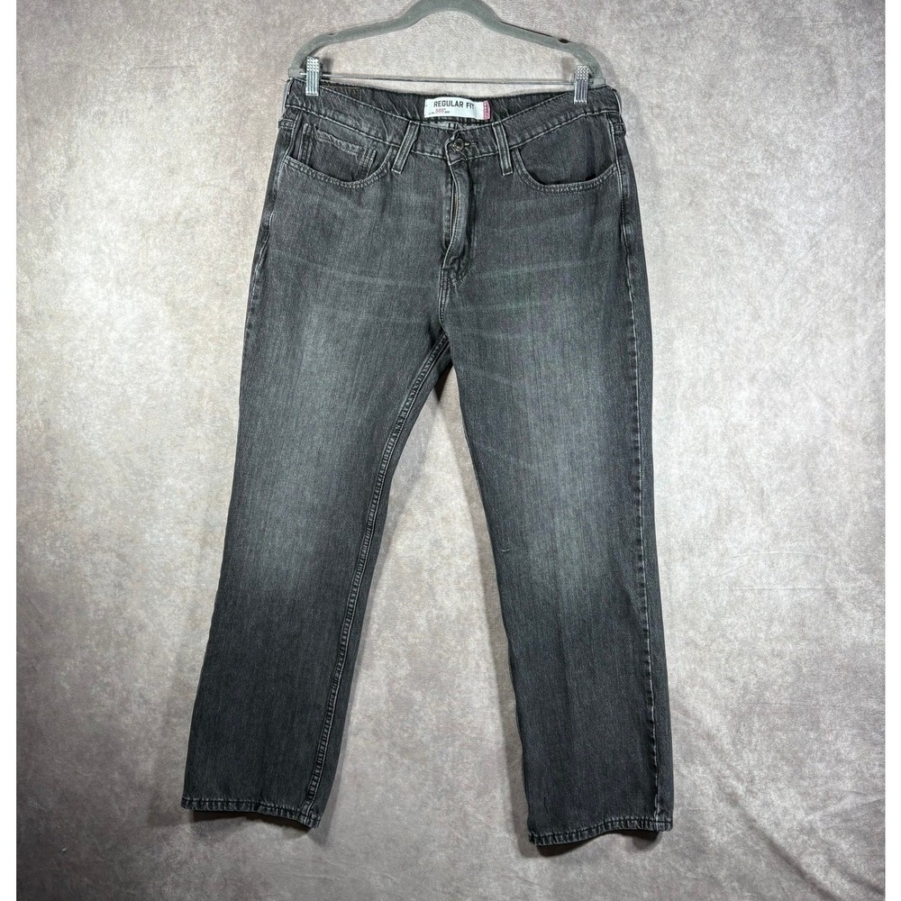 Levi's 505 Jeans Mens 36X29 Black Wash Denim Regular Fit Straight y2k Pockets